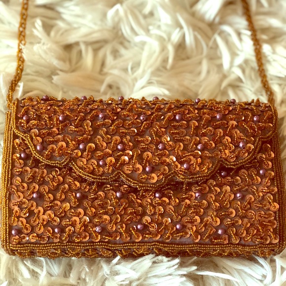 Bijoux Terner Handbags - Sparkling Burnt Umber Clutch Shoulder Strap